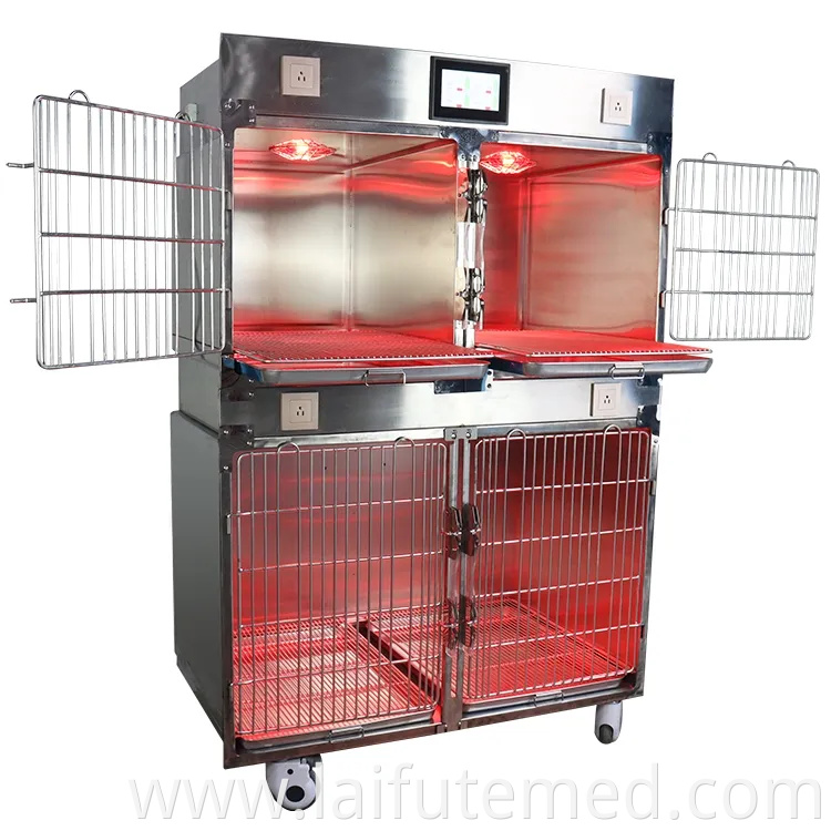 High Quality Veterinary Medical Stainless Steel Animal Cage Veterinary Oxygen Cage Veterinary Cages for Dog Cat Vet Clinic